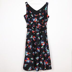 City Chic Black Floral Belted Dress